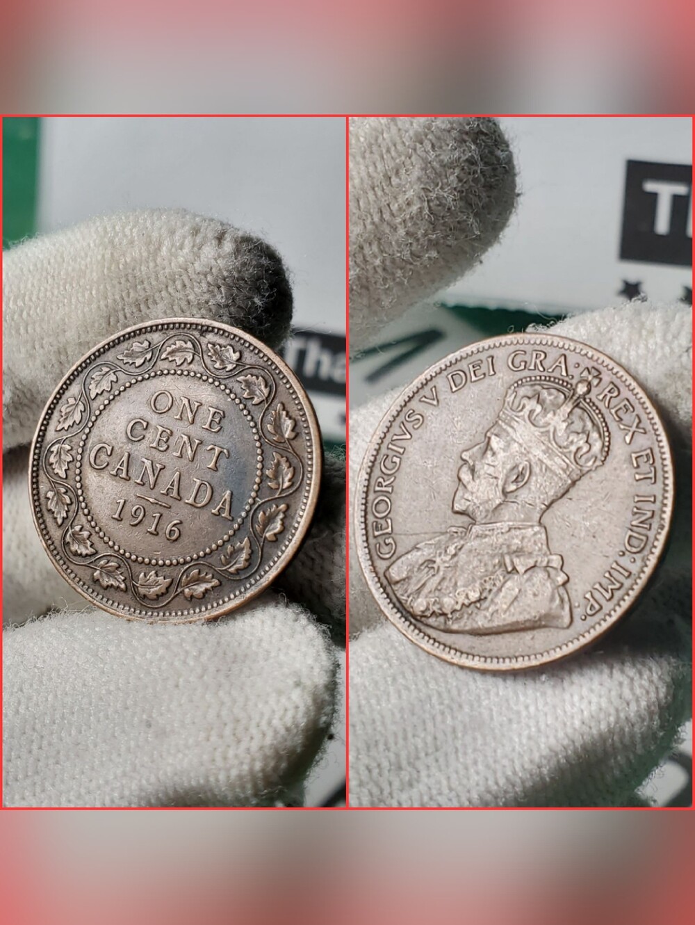 1916 Canadian George V Large Cent Bronze Coin
